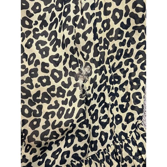 Sea New York Lottie Chiffon Animal Print Drawstring Long Sleeve Tassel Dress 4 - Picture 5 of 16